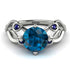 Blue Topaz Blossom 14K Golden Nature Inspired Engagement Ring - Haley No. 515