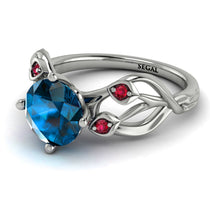 Blue Topaz Blossom 14K Golden Nature Inspired Engagement Ring - Haley No. 512 image 1