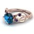 Blue Topaz Blossom 14K Golden Nature Inspired Engagement Ring - Haley No. 514