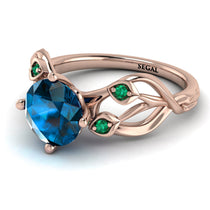 Blue Topaz Blossom 14K Golden Nature Inspired Engagement Ring - Haley No. 505 image 1