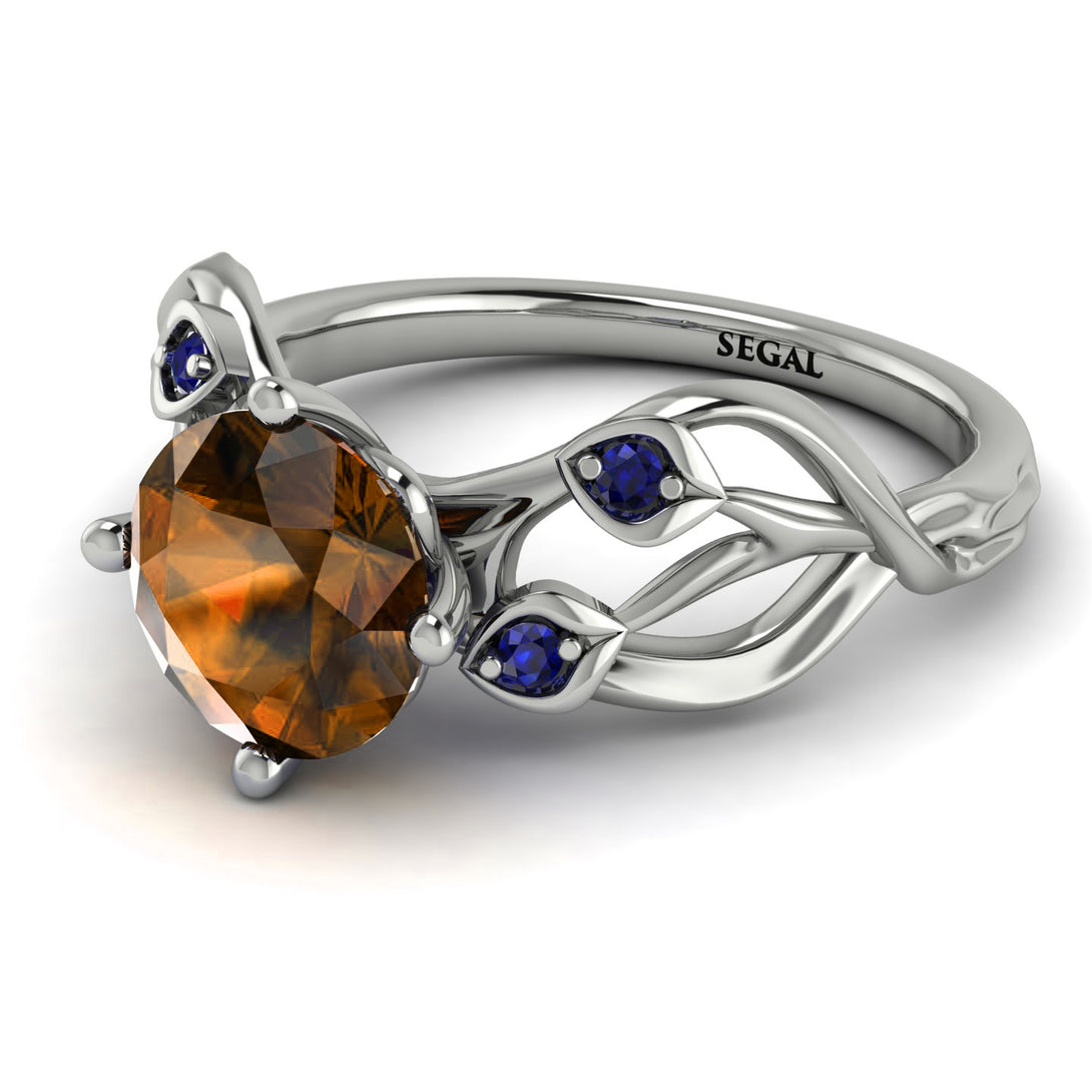 Brown Diamond Blossom 14K Golden Nature Inspired Engagement Ring - Haley No. 1115