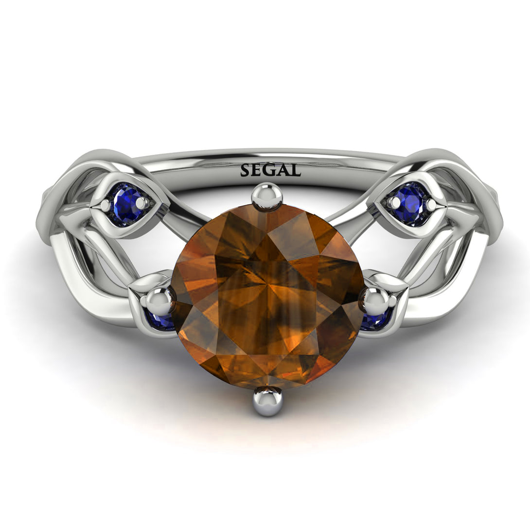 Brown Diamond Blossom 14K Golden Nature Inspired Engagement Ring - Haley No. 1115