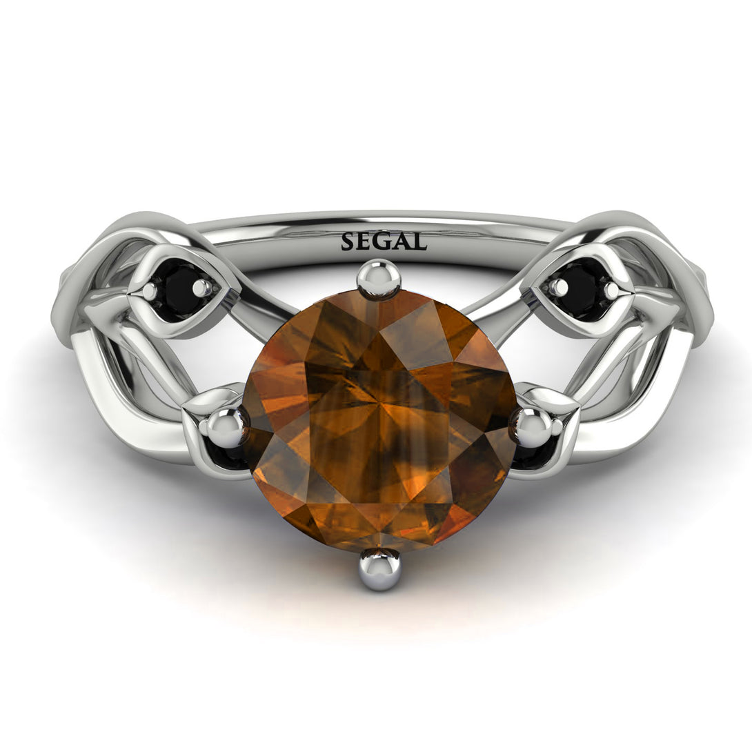 Brown Diamond Blossom 14K Golden Nature Inspired Engagement Ring - Haley No. 1109