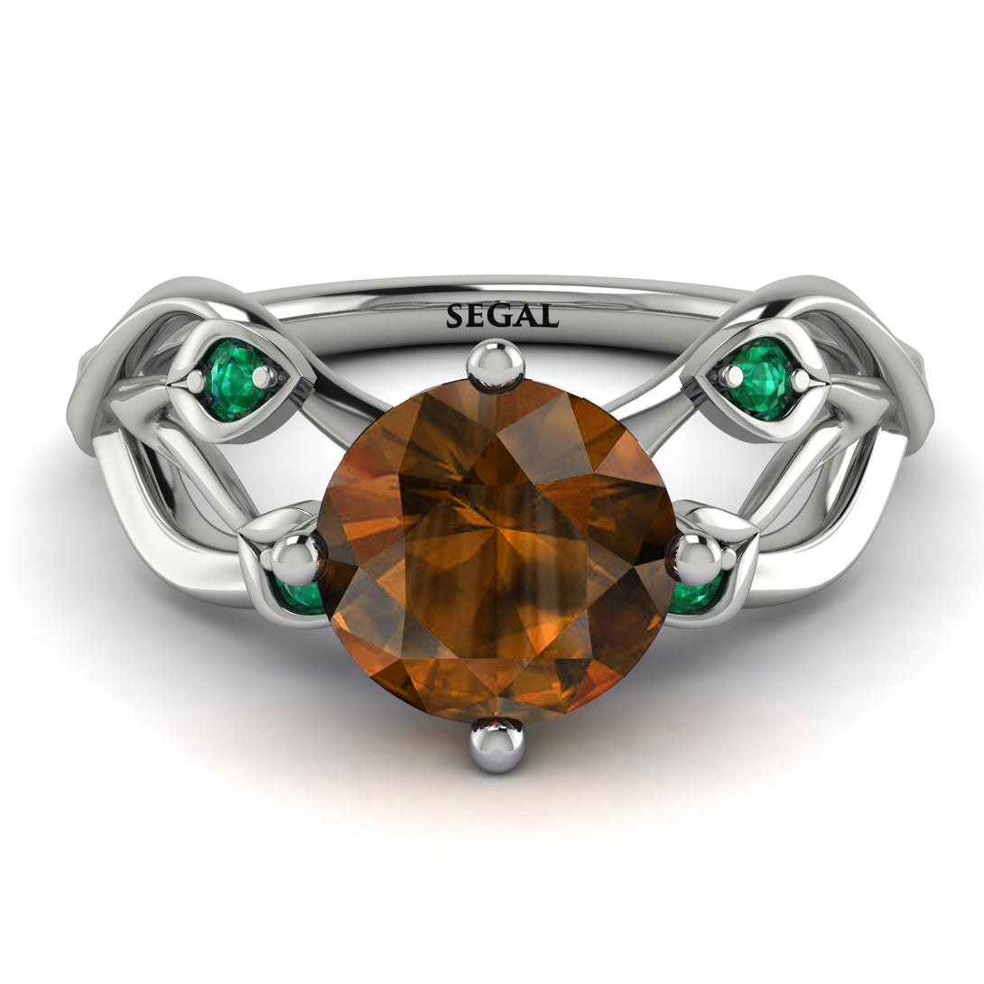 Brown Diamond Blossom 14K Golden Nature Inspired Engagement Ring - Haley No. 1106