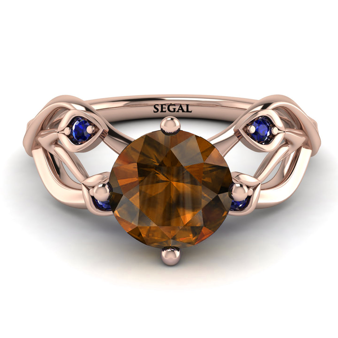 Brown Diamond Blossom 14K Golden Nature Inspired Engagement Ring - Haley No. 1114