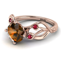 Brown Diamond Blossom 14K Golden Nature Inspired Engagement Ring - Haley No. 1111 image 1