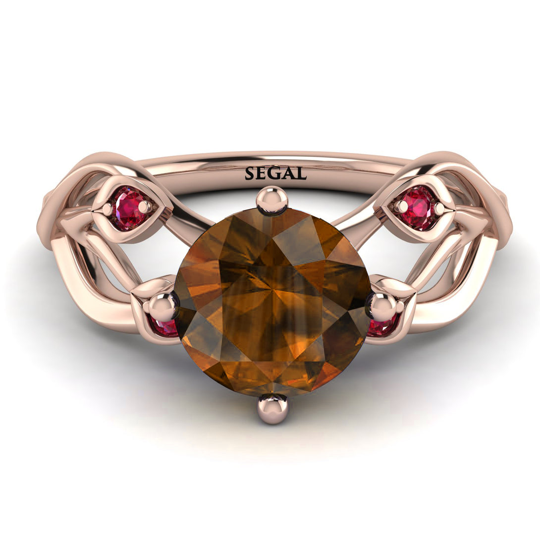Brown Diamond Blossom 14K Golden Nature Inspired Engagement Ring - Haley No. 1111