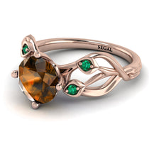 Brown Diamond Blossom 14K Golden Nature Inspired Engagement Ring - Haley No. 1105 image 1