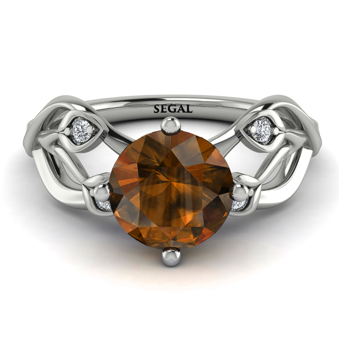 Brown Diamond Blossom 14K Golden Nature Inspired Engagement Ring - Haley No. 1103
