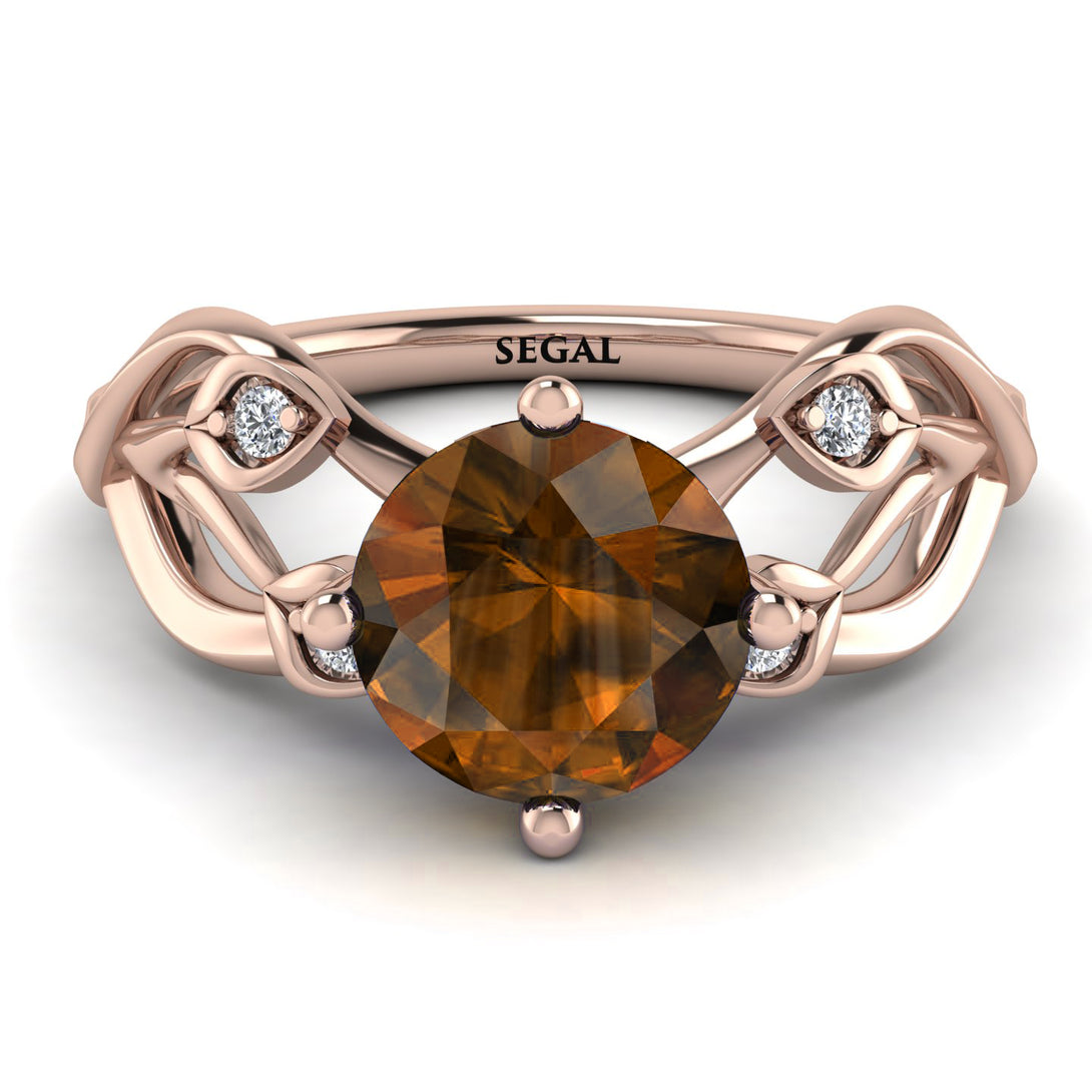 Brown Diamond Blossom 14K Golden Nature Inspired Engagement Ring - Haley No. 1102