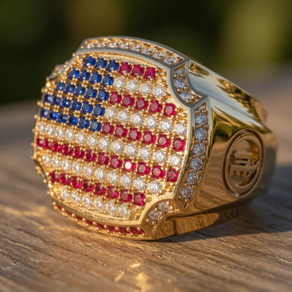 American Flag Men Signet Ring - Carl No. 4