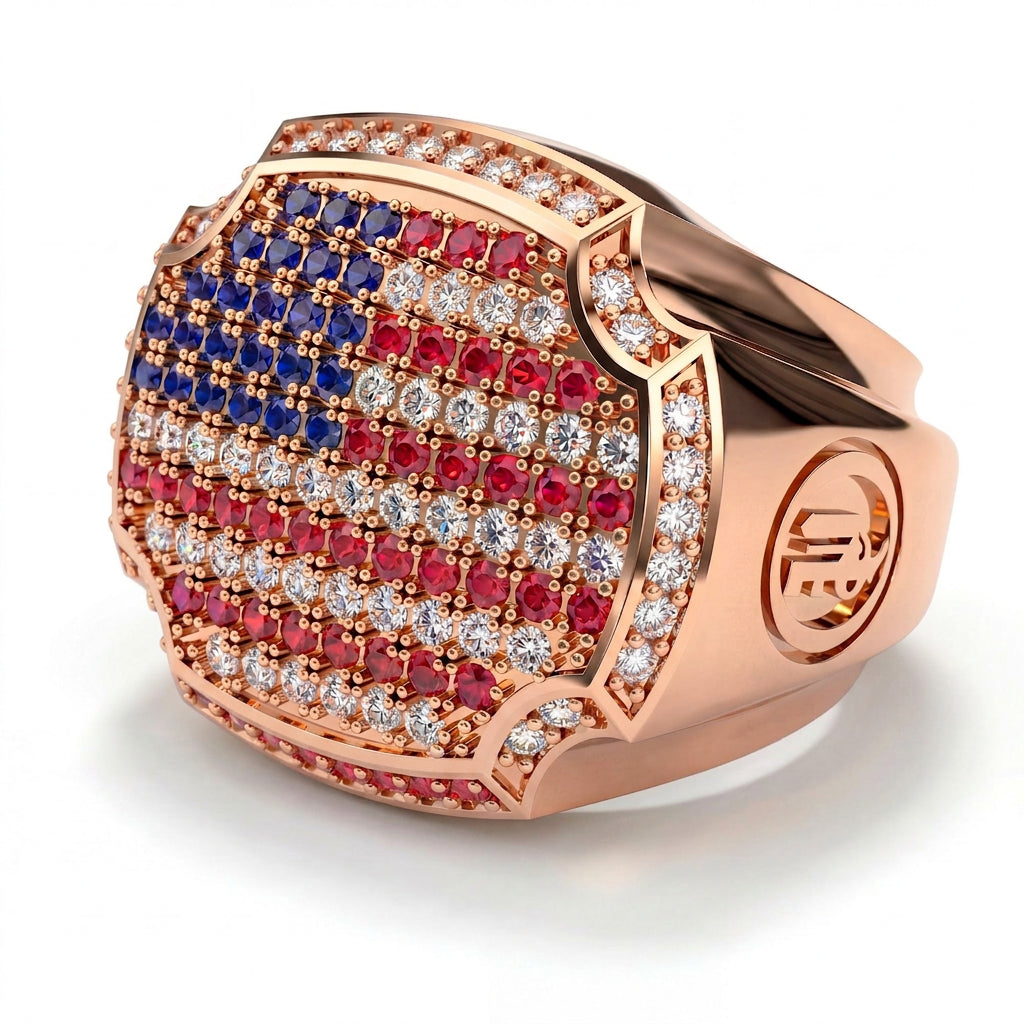American Flag Men Signet Ring - Carl No. 5