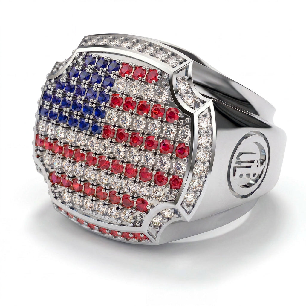 American Flag Men Signet Ring - Carl No. 6