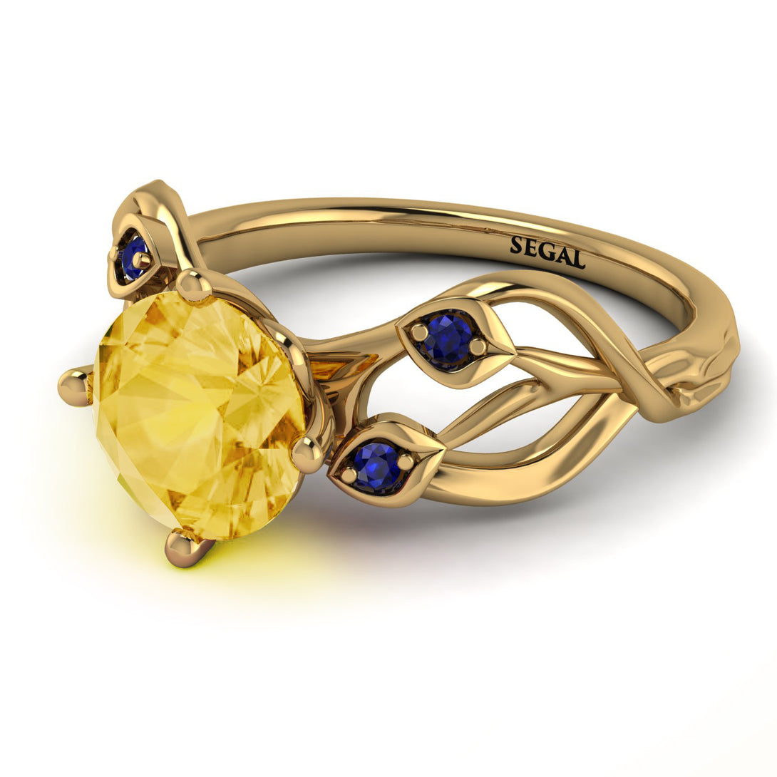 Citrine Blossom 14K Golden Nature Inspired Engagement Ring - Haley No. 613