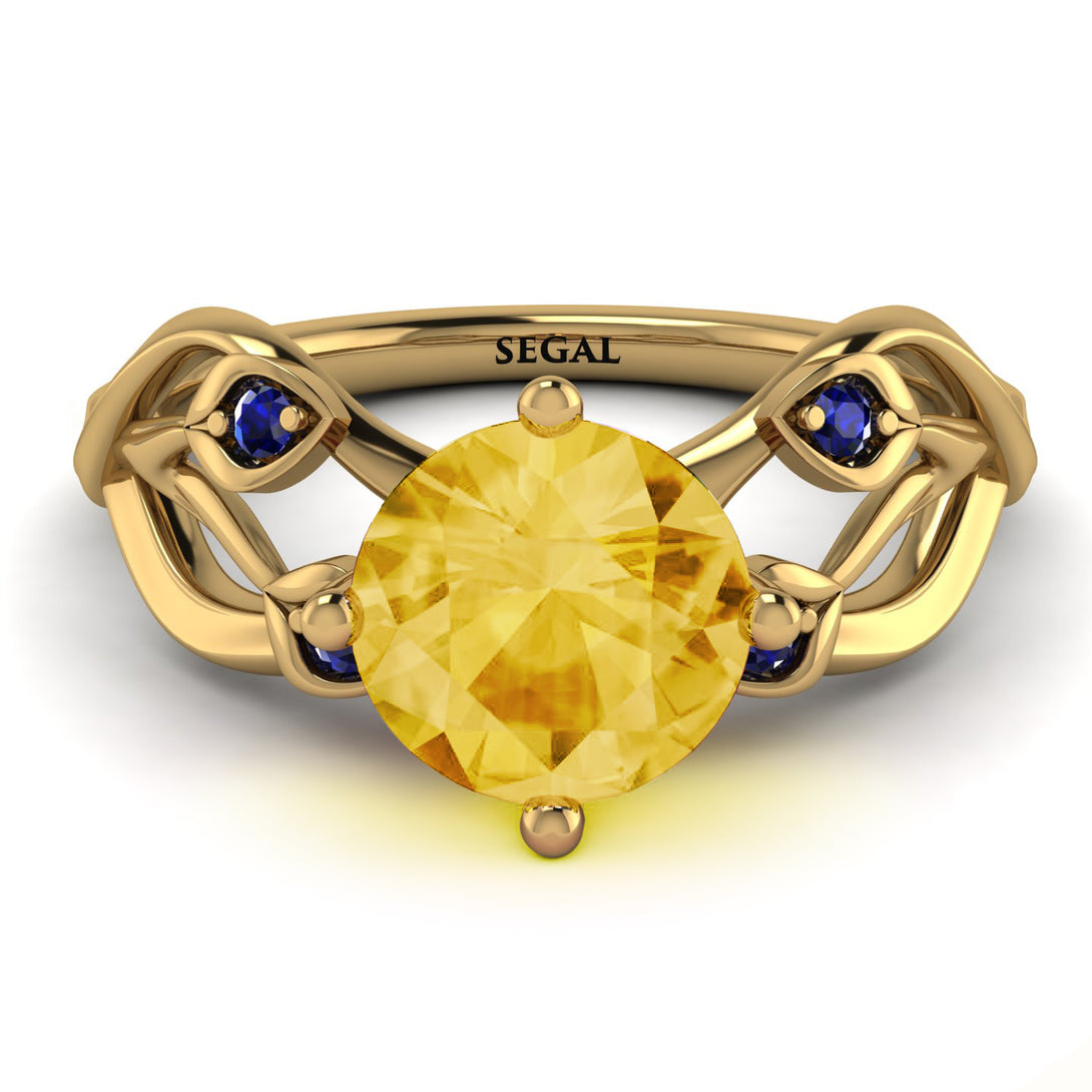 Citrine Blossom 14K Golden Nature Inspired Engagement Ring - Haley No. 613