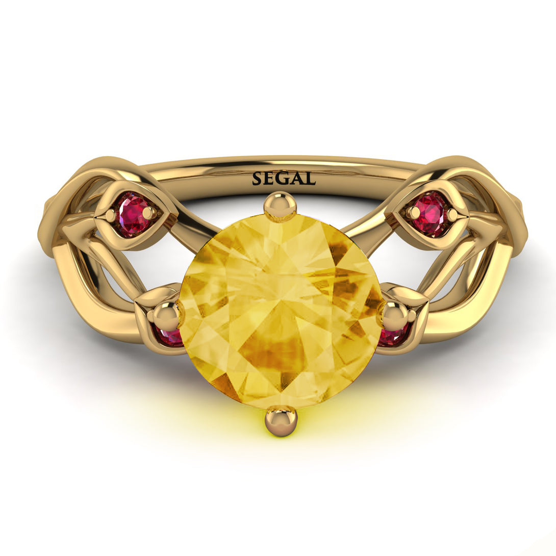Citrine Blossom 14K Golden Nature Inspired Engagement Ring - Haley No. 610