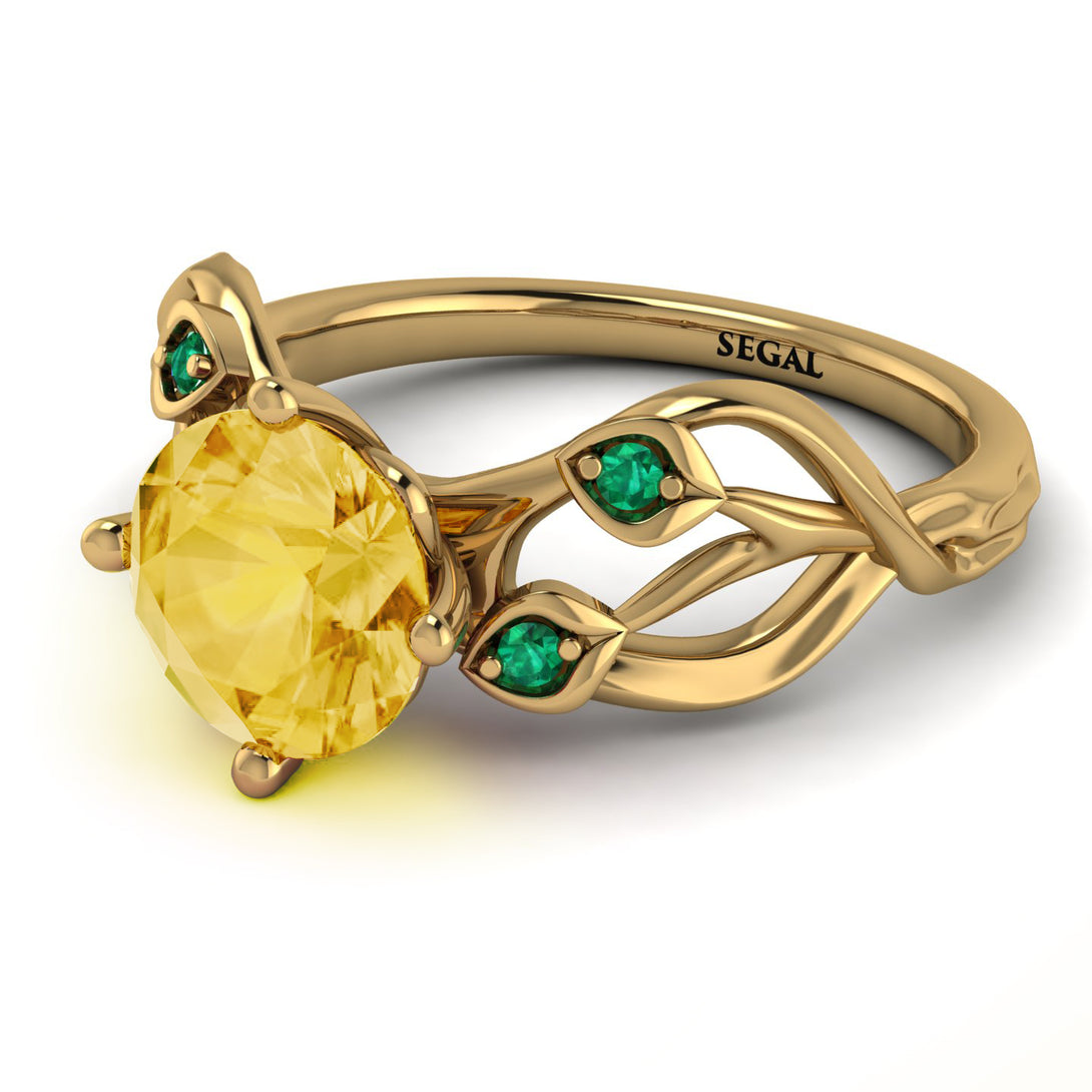 Citrine Blossom 14K Golden Nature Inspired Engagement Ring - Haley No. 604