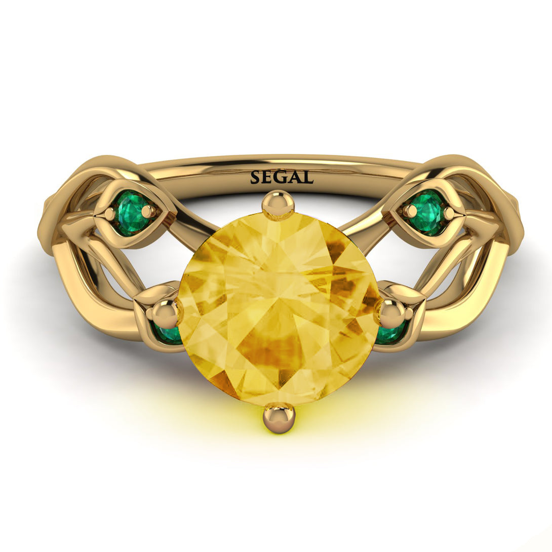 Citrine Blossom 14K Golden Nature Inspired Engagement Ring - Haley No. 604