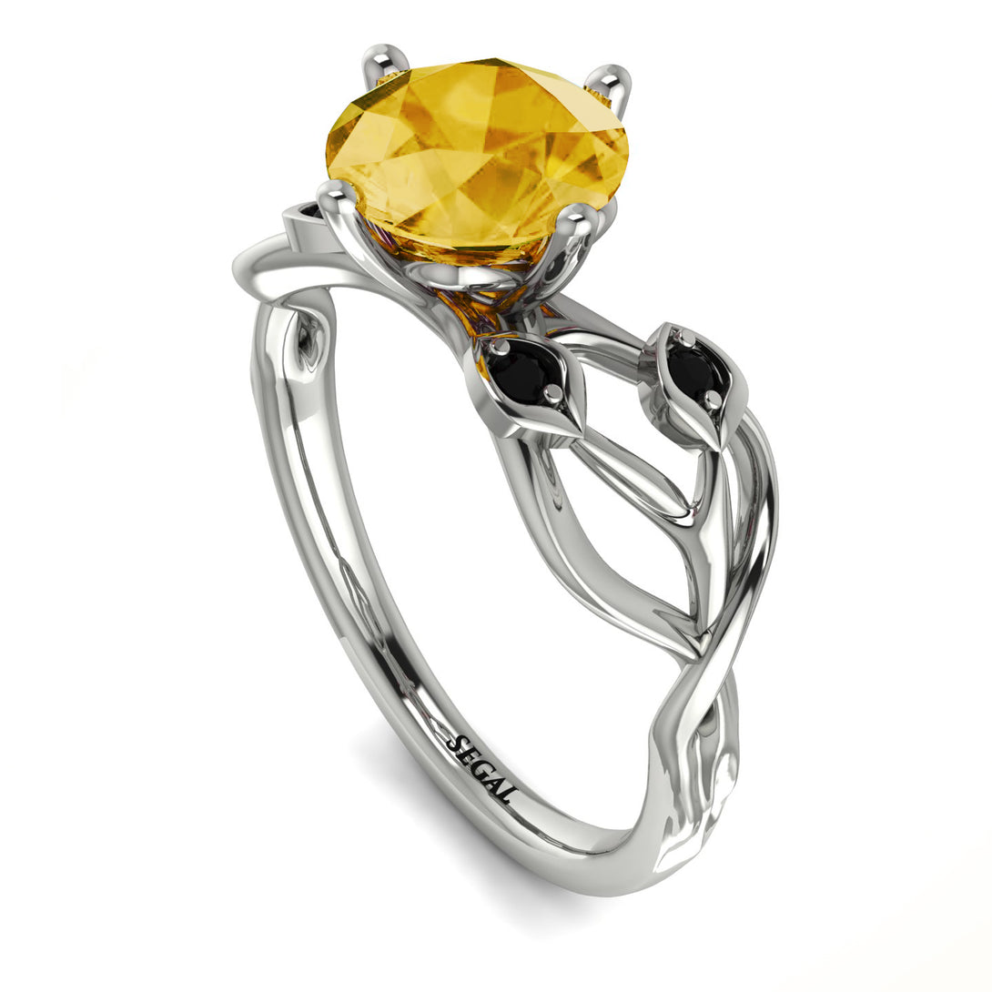Citrine Blossom 14K Golden Nature Inspired Engagement Ring - Haley No. 609