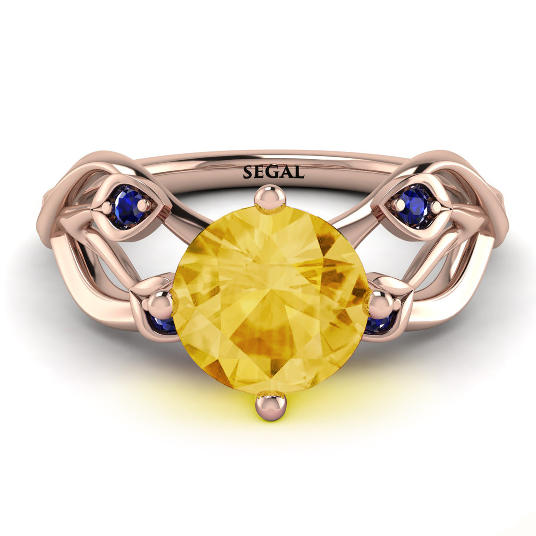 Citrine Blossom 14K Golden Nature Inspired Engagement Ring - Haley No. 614