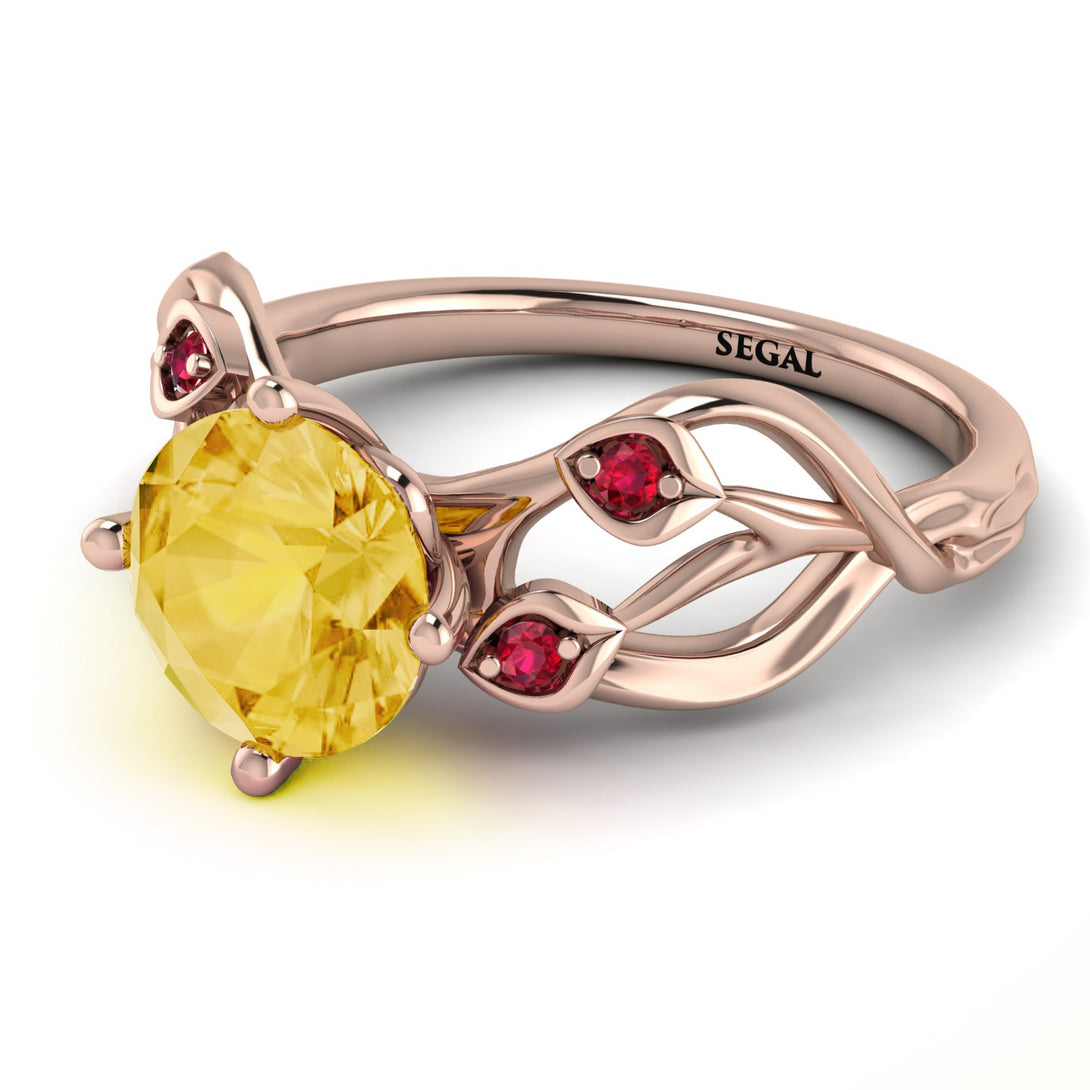 Citrine Blossom 14K Golden Nature Inspired Engagement Ring - Haley No. 611