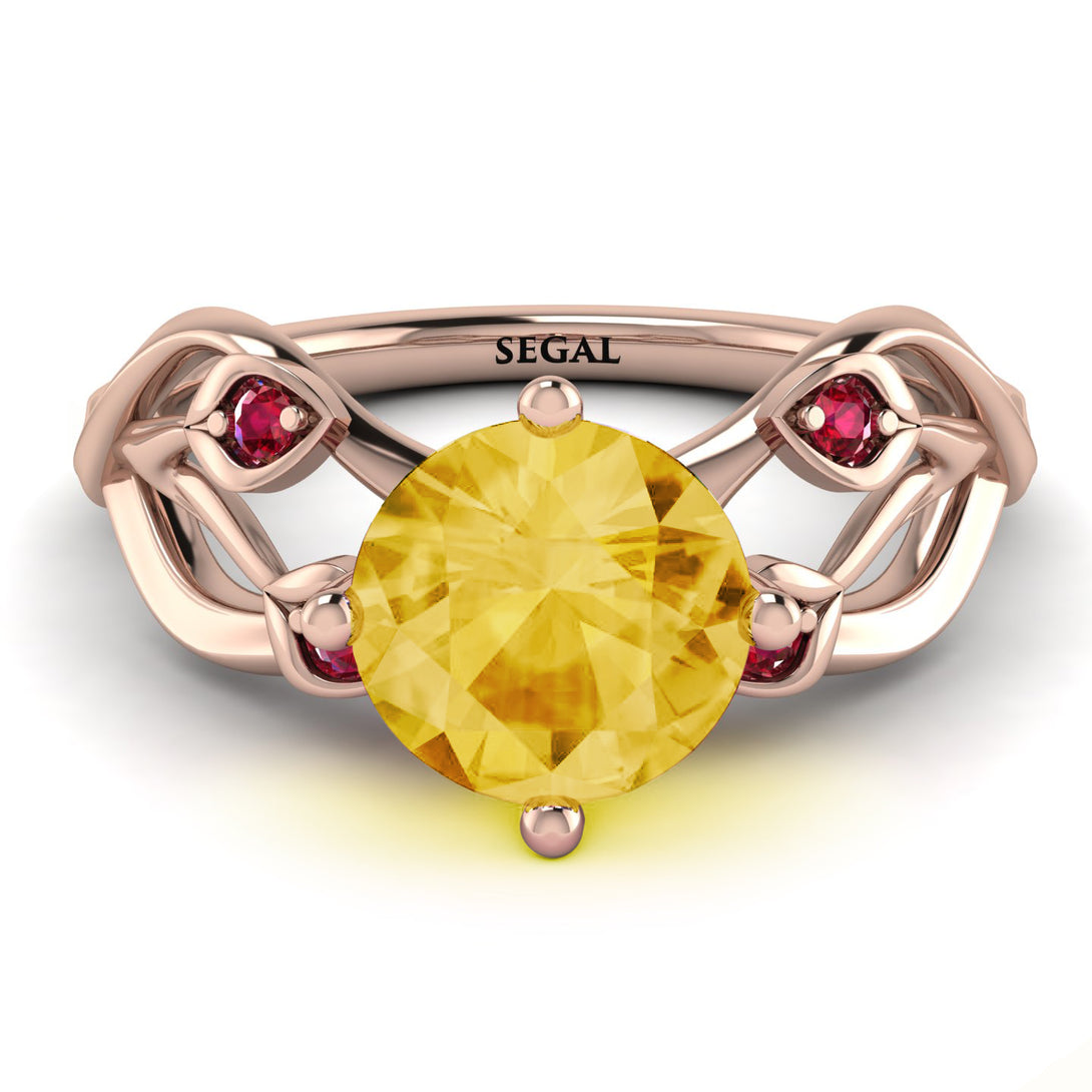 Citrine Blossom 14K Golden Nature Inspired Engagement Ring - Haley No. 611