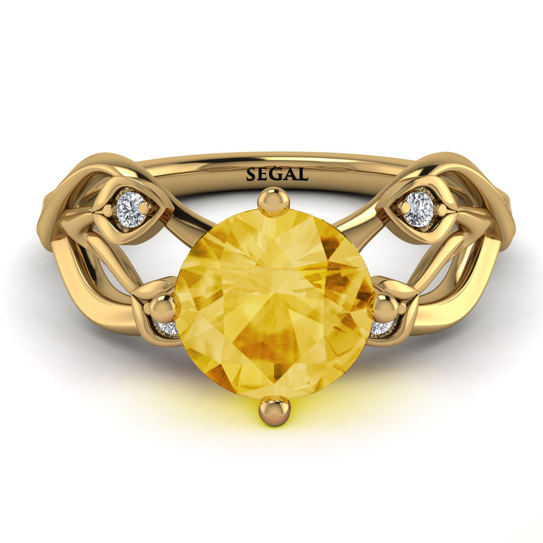 Citrine Blossom 14K Golden Nature Inspired Engagement Ring - Haley No. 601