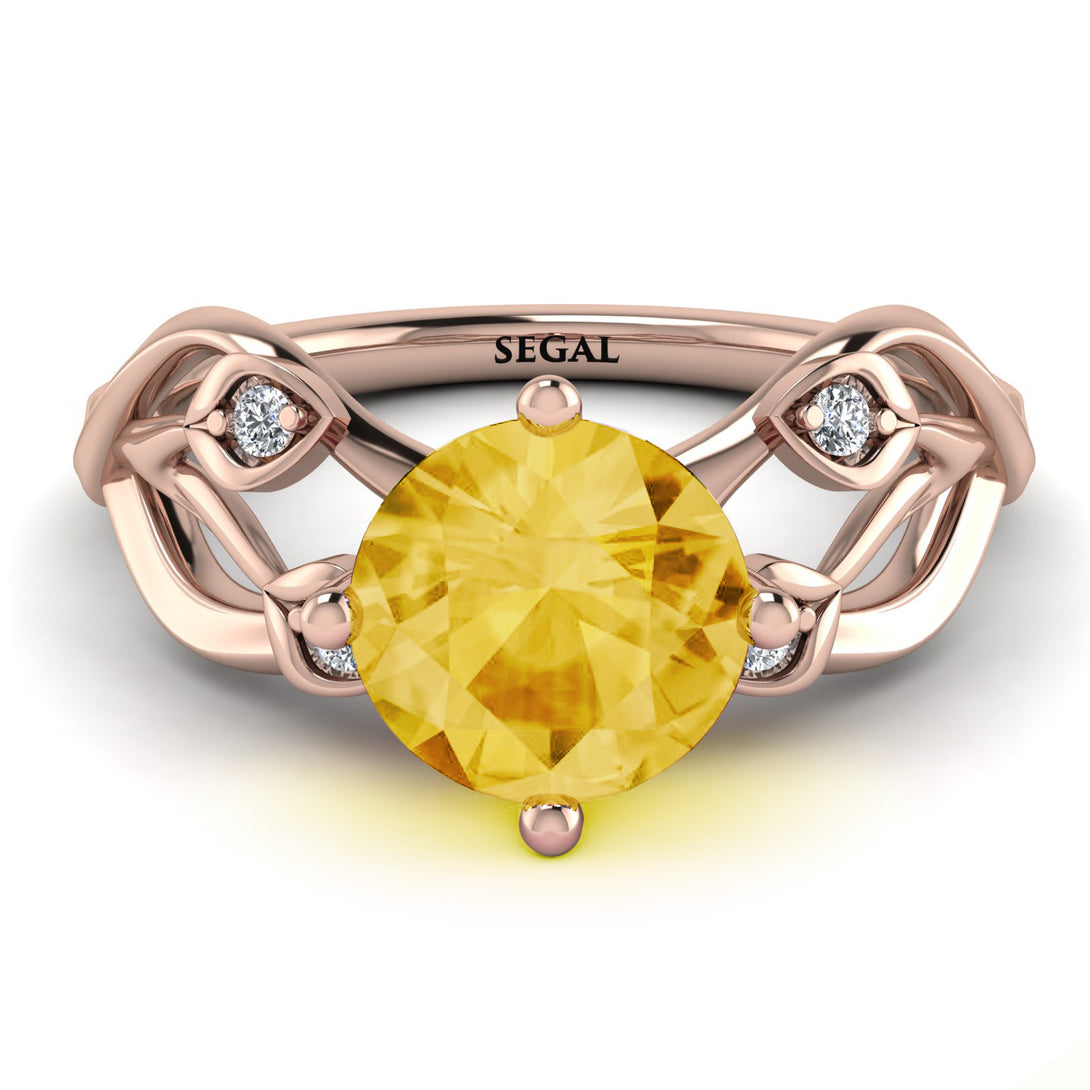 Citrine Blossom 14K Golden Nature Inspired Engagement Ring - Haley No. 602