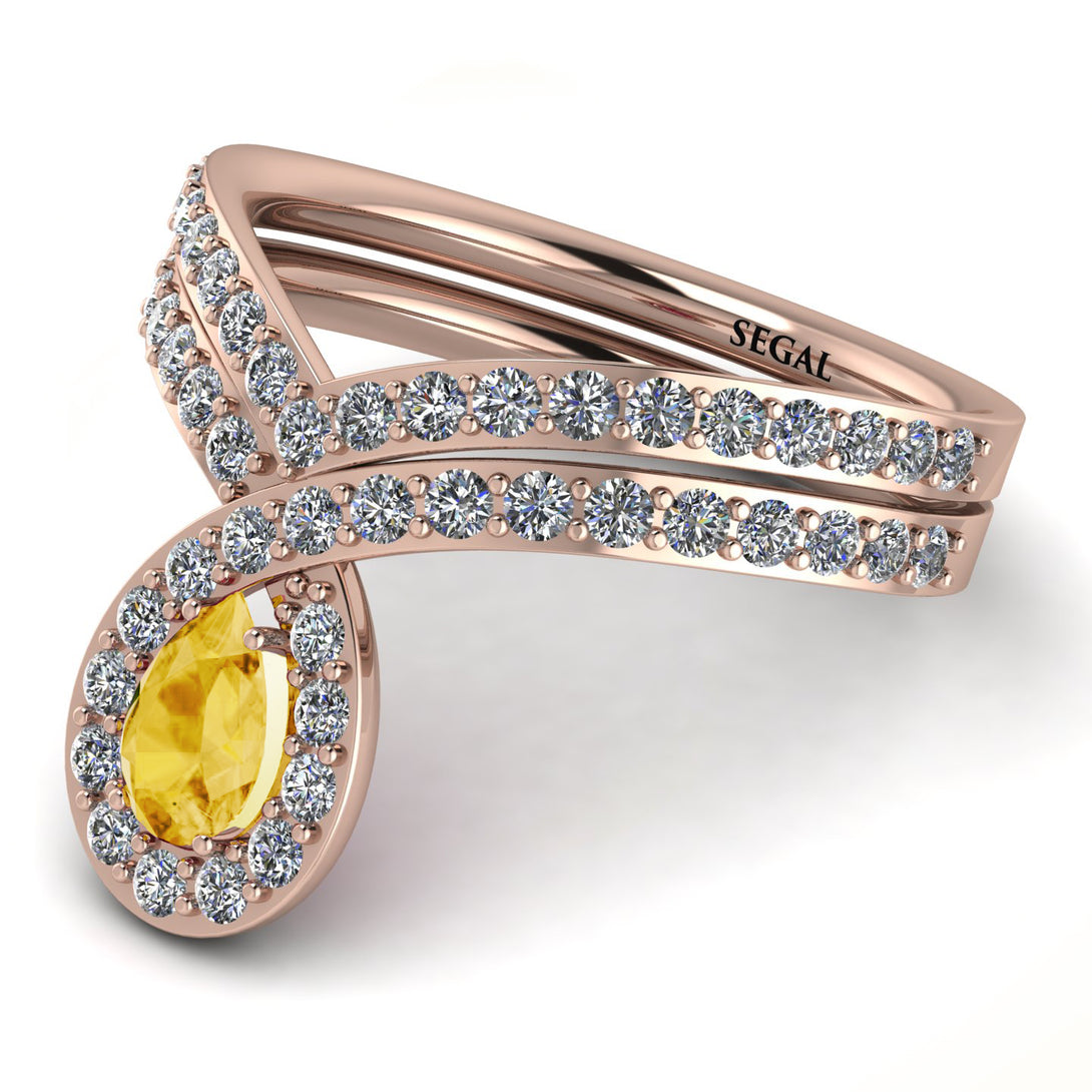 Citrine Pear Shape Stacking Bridal Set - Emilia No. 602
