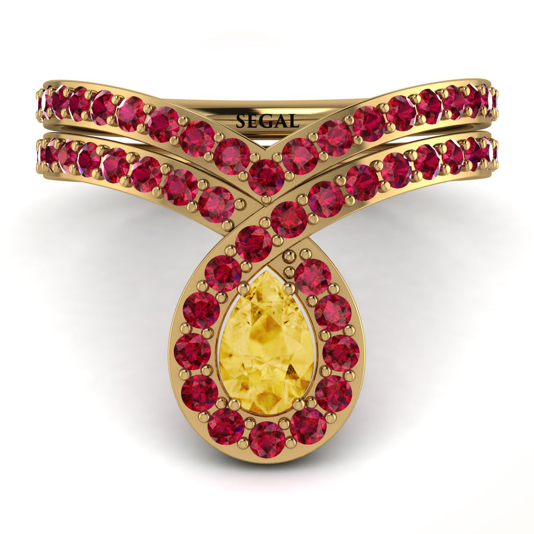 Citrine Pear Shape Stacking Bridal Set - Emilia No. 610