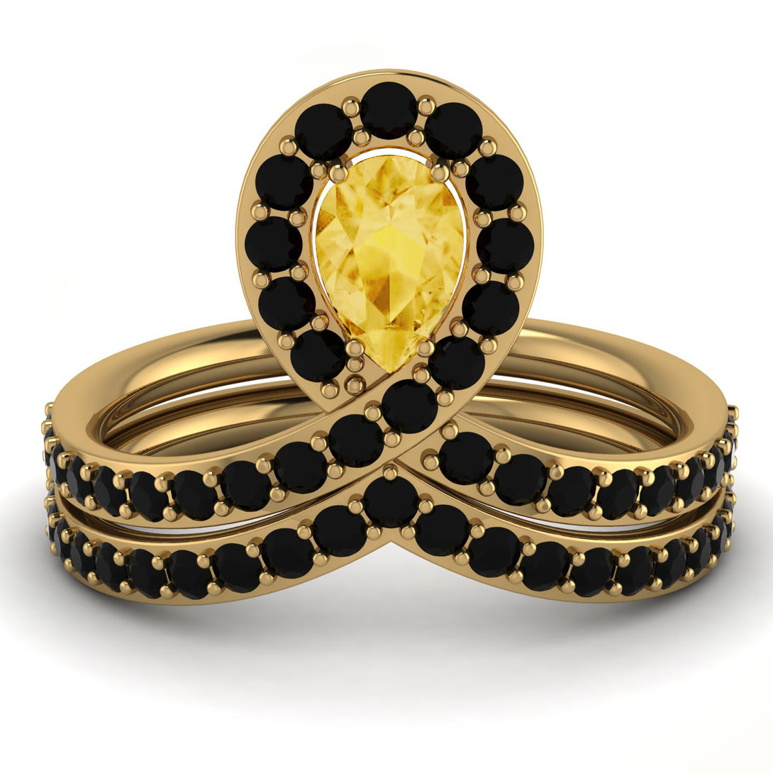 Citrine Pear Shape Stacking Bridal Set - Emilia No. 607