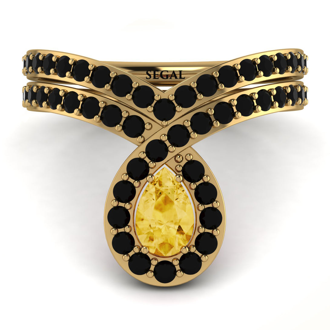Citrine Pear Shape Stacking Bridal Set - Emilia No. 607