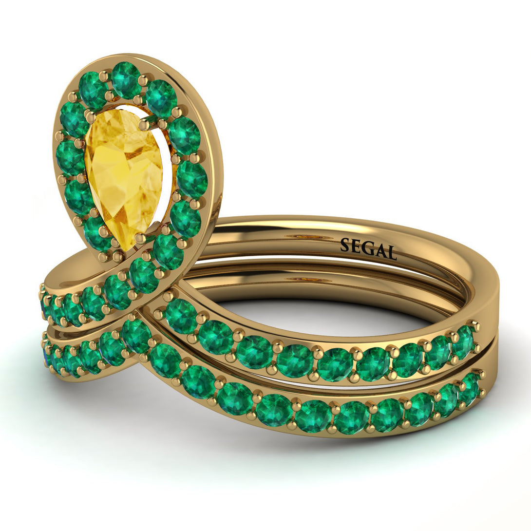 Citrine Pear Shape Stacking Bridal Set - Emilia No. 604
