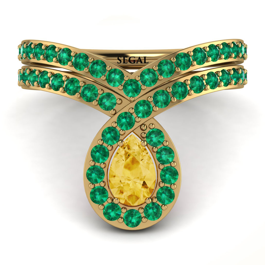 Citrine Pear Shape Stacking Bridal Set - Emilia No. 604