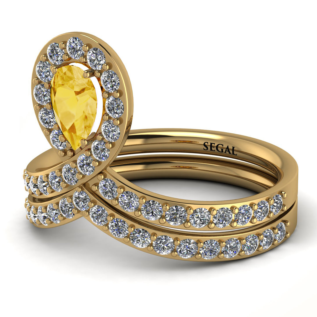 Citrine Pear Shape Stacking Bridal Set - Emilia No. 601