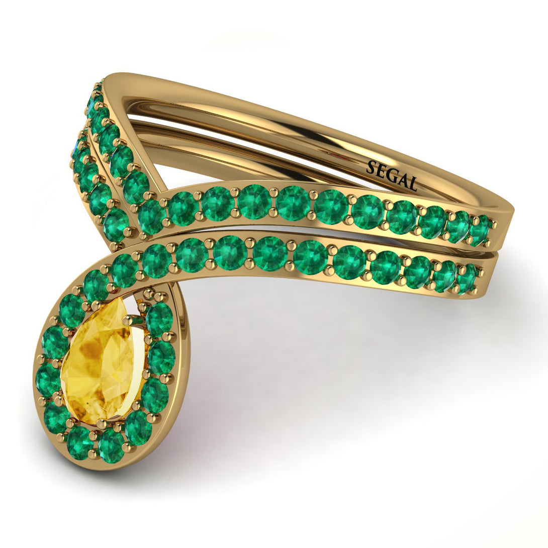 Citrine Pear Shape Stacking Bridal Set - Emilia No. 604