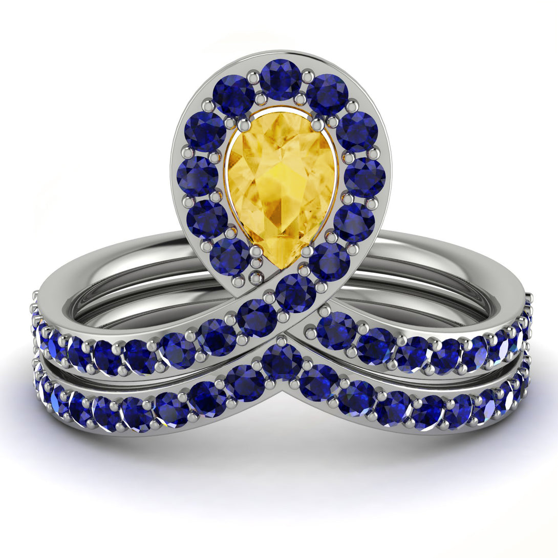 Citrine Pear Shape Stacking Bridal Set - Emilia No. 615
