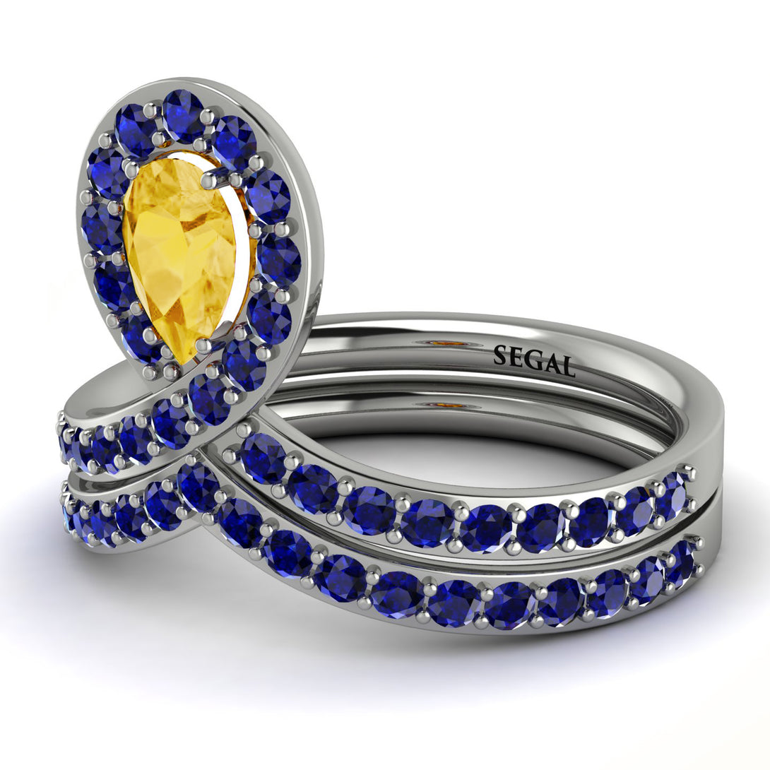 Citrine Pear Shape Stacking Bridal Set - Emilia No. 615