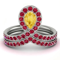 Citrine Pear Shape Stacking Bridal Set - Emilia No. 612 image 1