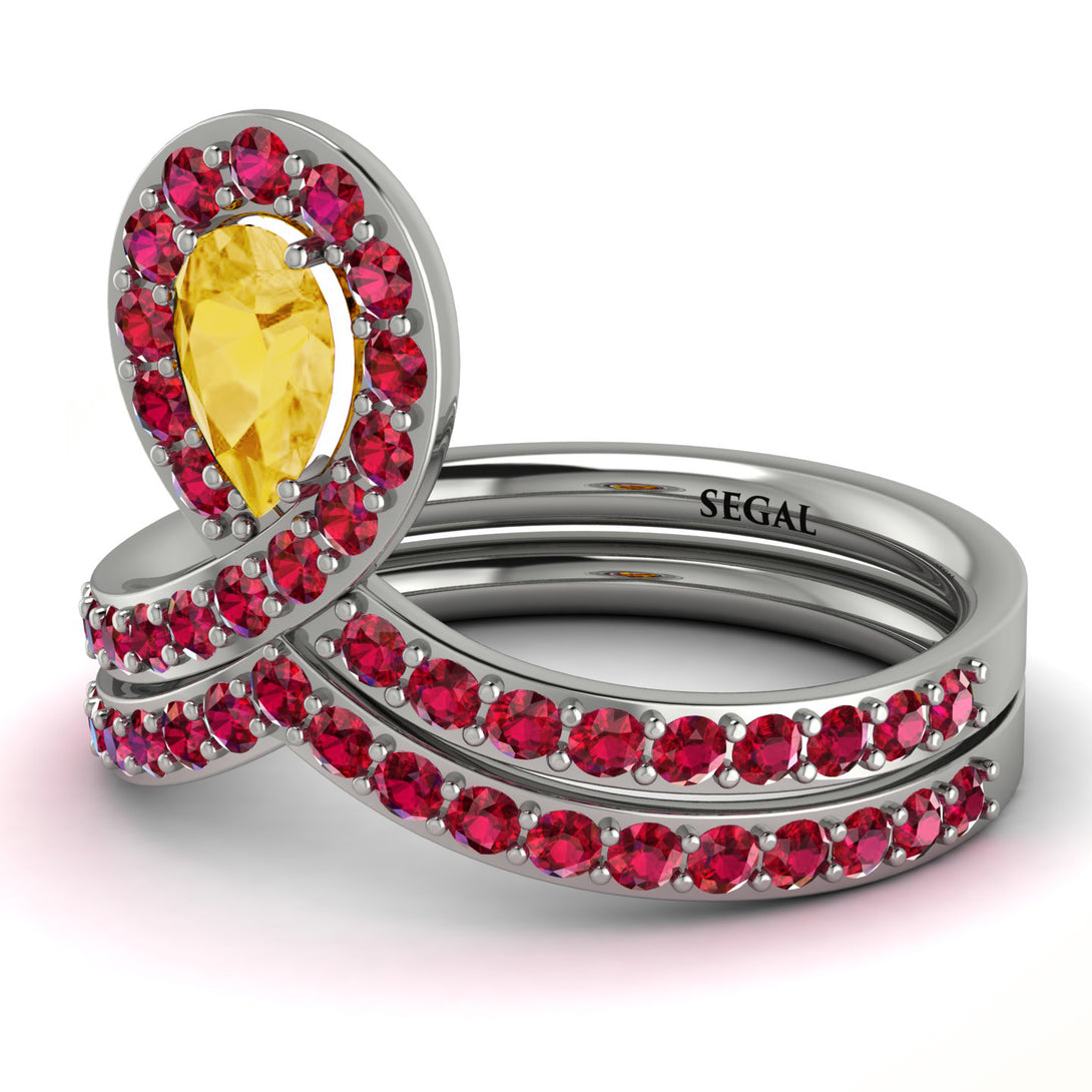 Citrine Pear Shape Stacking Bridal Set - Emilia No. 612