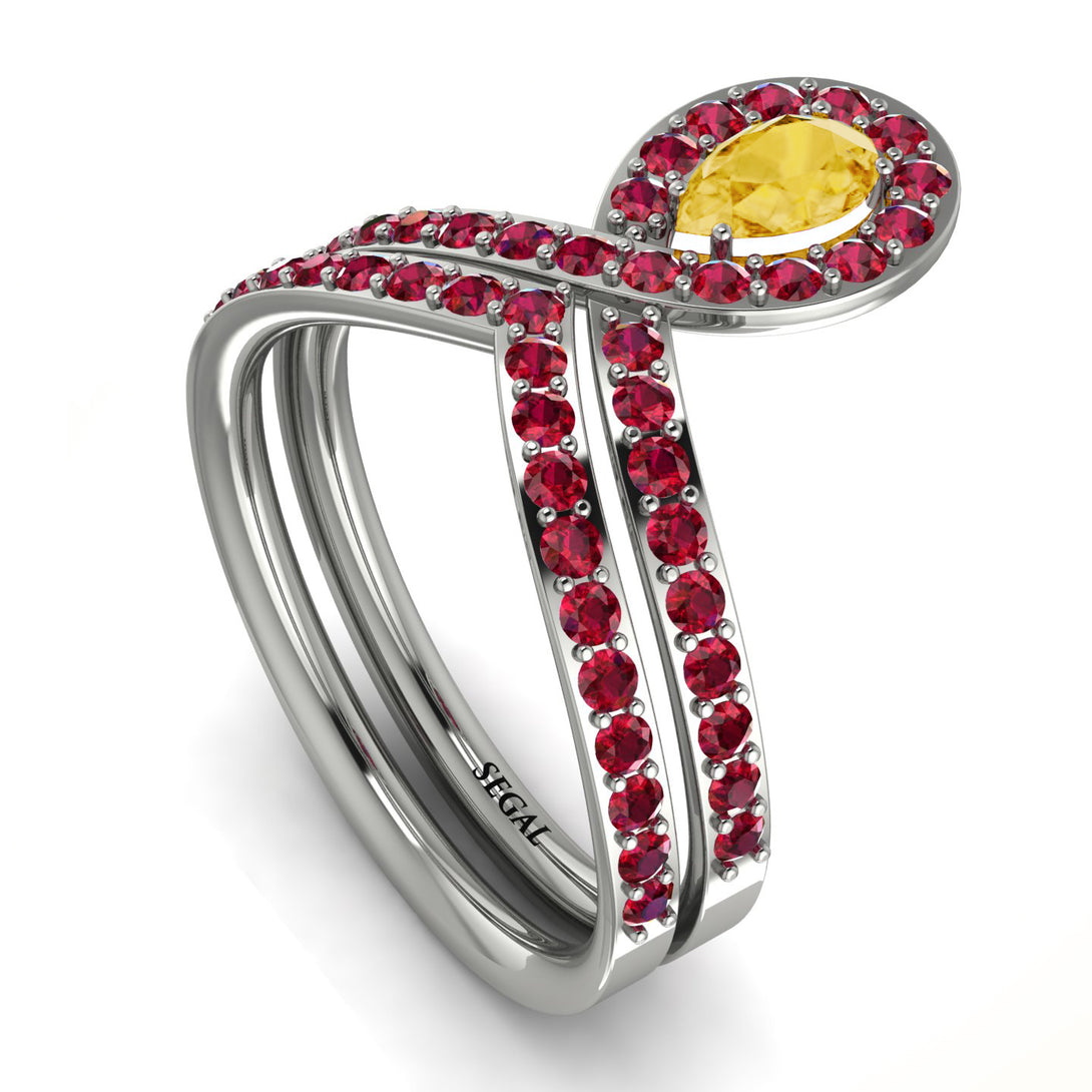 Citrine Pear Shape Stacking Bridal Set - Emilia No. 612