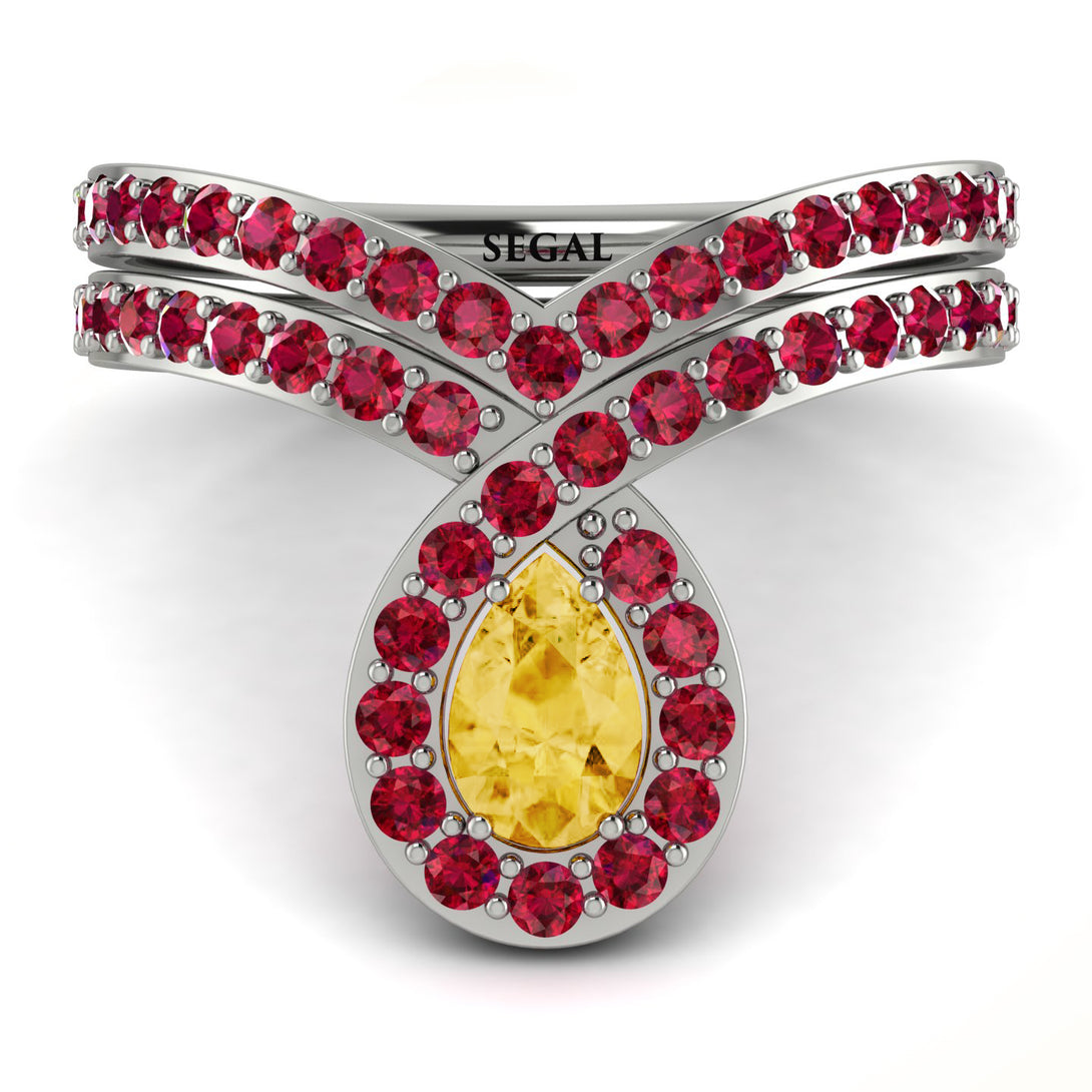 Citrine Pear Shape Stacking Bridal Set - Emilia No. 612
