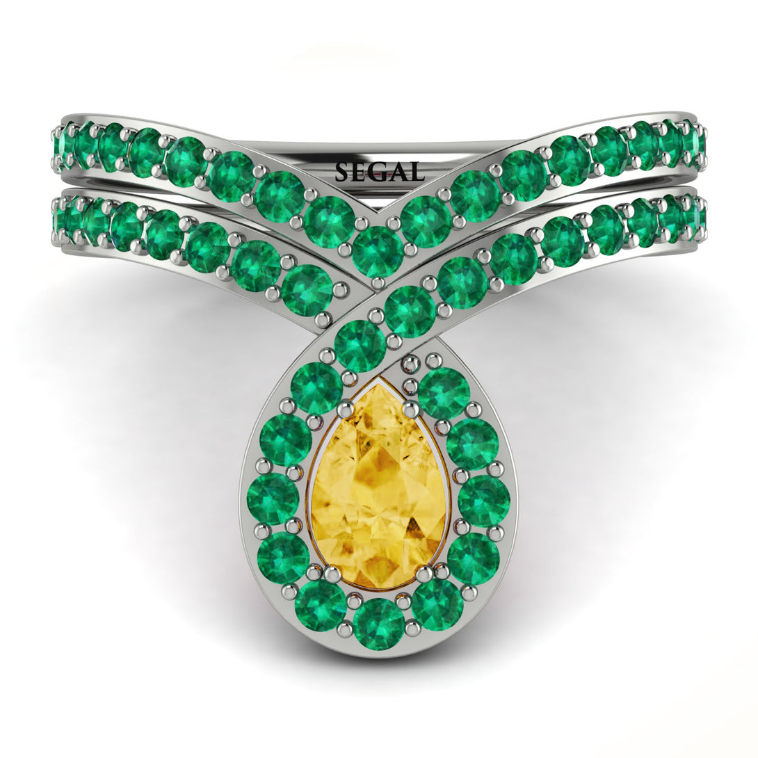 Citrine Pear Shape Stacking Bridal Set - Emilia No. 606