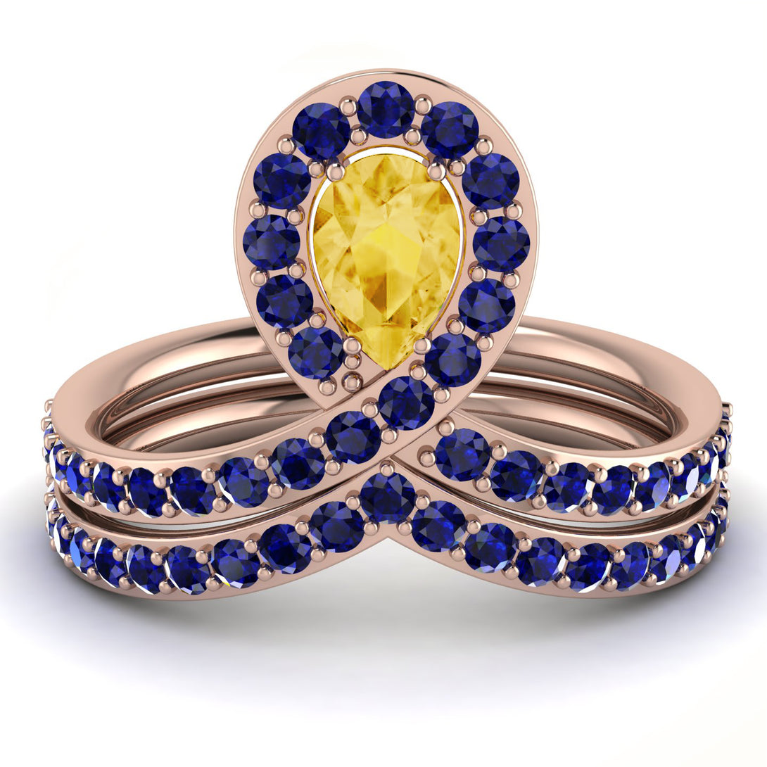 Citrine Pear Shape Stacking Bridal Set - Emilia No. 614