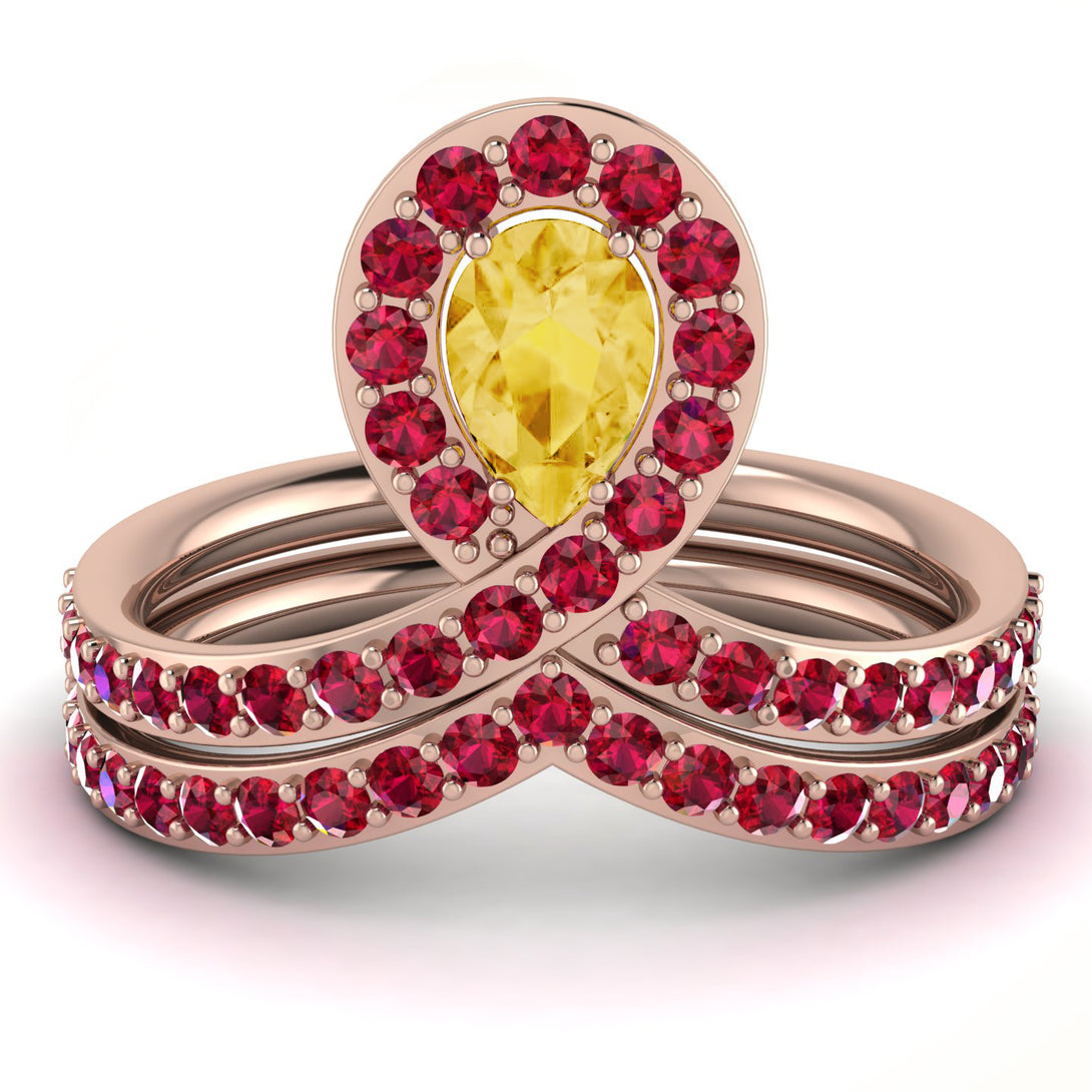 Citrine Pear Shape Stacking Bridal Set - Emilia No. 611