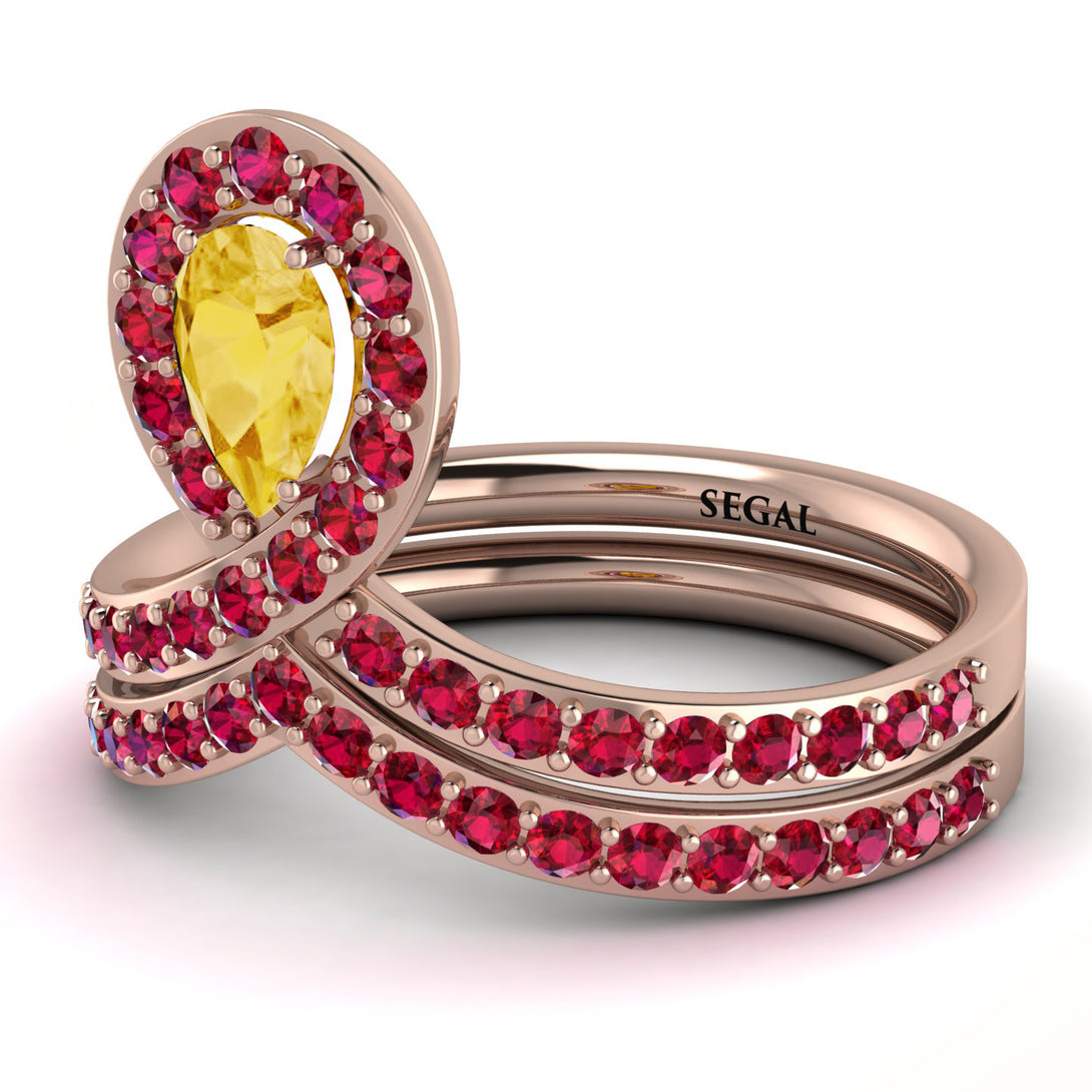 Citrine Pear Shape Stacking Bridal Set - Emilia No. 611