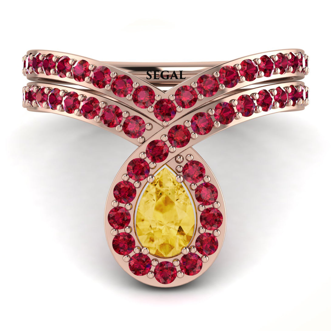 Citrine Pear Shape Stacking Bridal Set - Emilia No. 611