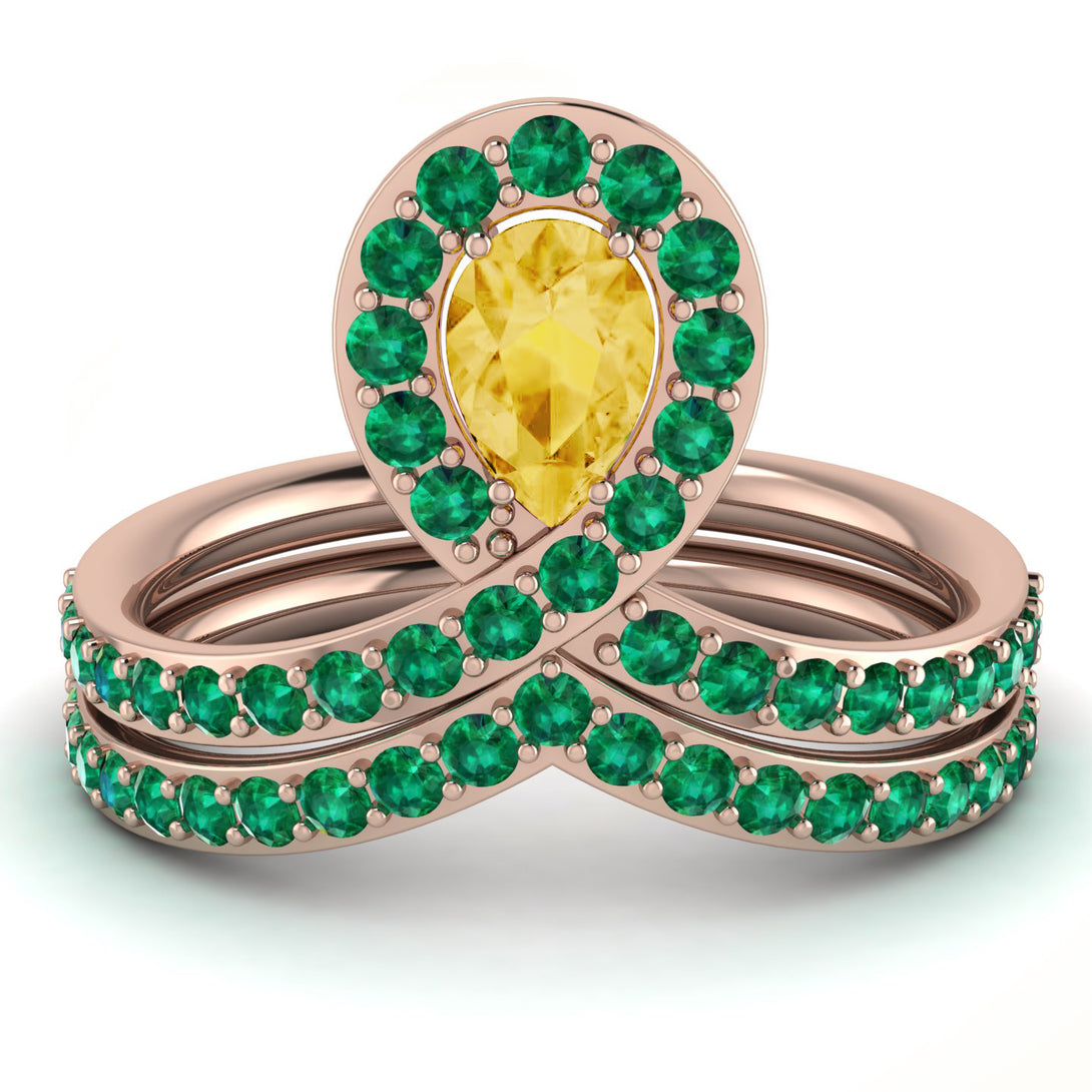 Citrine Pear Shape Stacking Bridal Set - Emilia No. 605