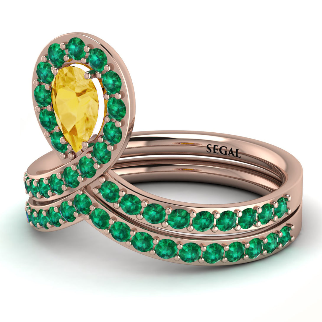 Citrine Pear Shape Stacking Bridal Set - Emilia No. 605