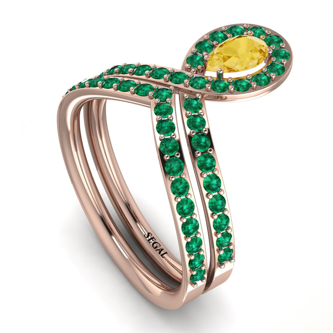 Citrine Pear Shape Stacking Bridal Set - Emilia No. 605